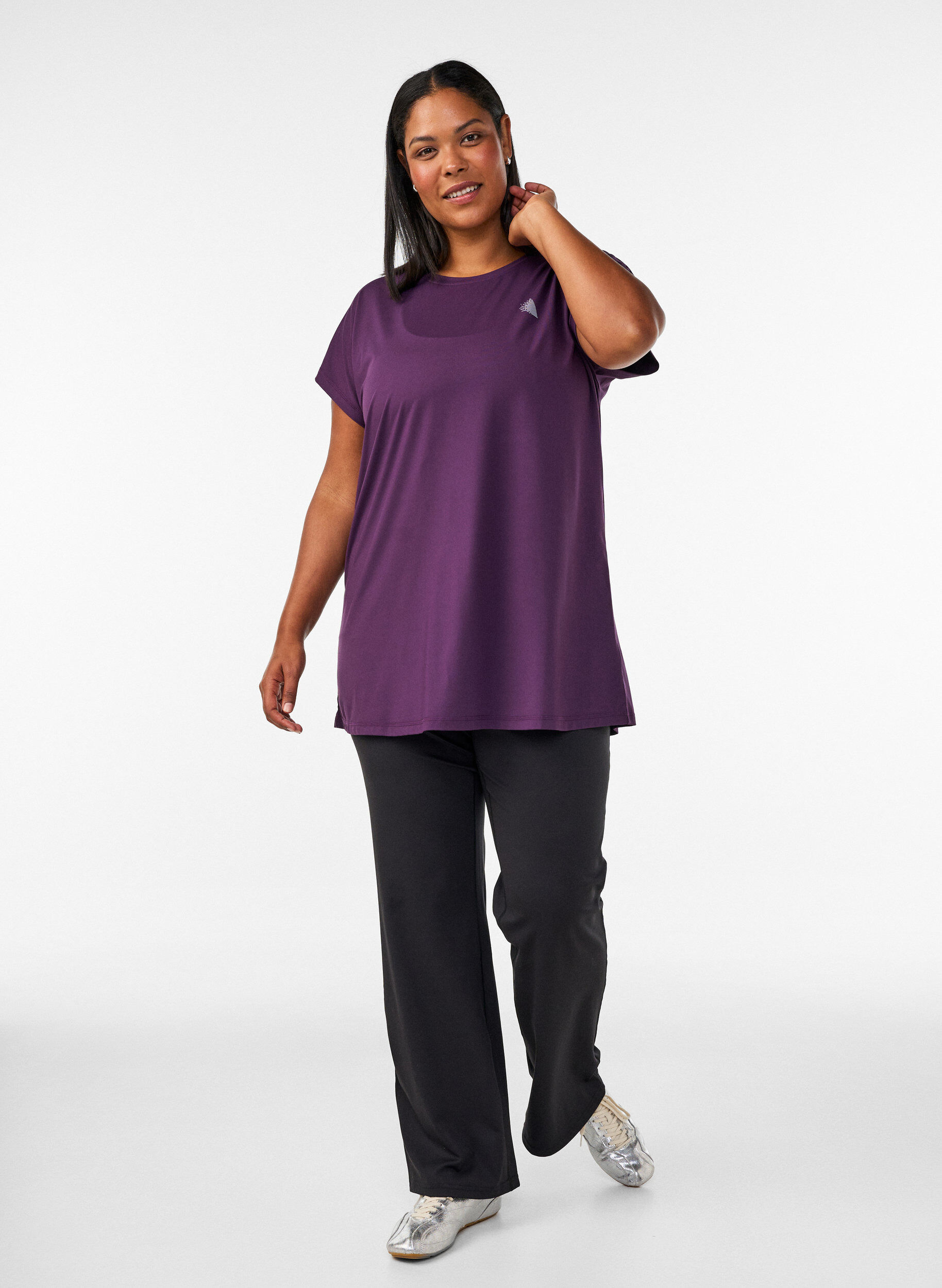 ZizzifashionLong workout T-shirt, Purple, Model image number 1