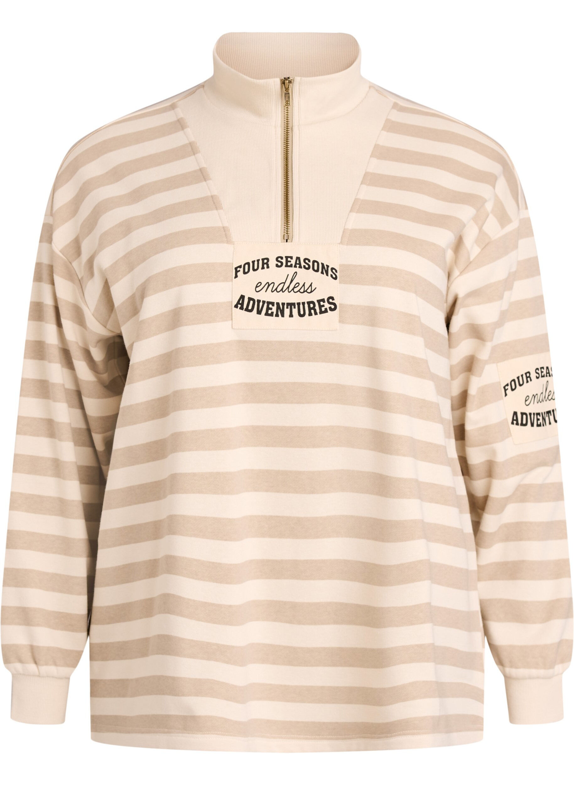 Striped sweatshirt with a high neck and zip