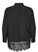 Loose shirt with a wide lace trim, Black, Packshot image number 1
