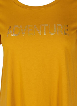 Cotton A-line t-shirt with a print, Harvest Gold, Packshot image number 2