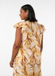 Viscose blouse with leaf print and ruffle details, Yellow, Model image number 2