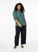 Blouse with texture and 3/4 sleeves, Green, Model image number 1