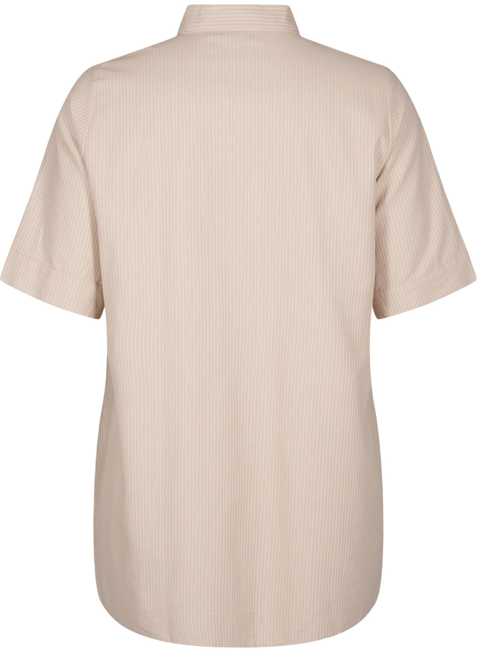 Zizzifashion Striped tunic with buttons and chest pockets, Beige, Packshot image number 1