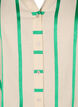 Striped cotton shirt blouse with ruffle collar, Beige Green Stripe, Packshot image number 2