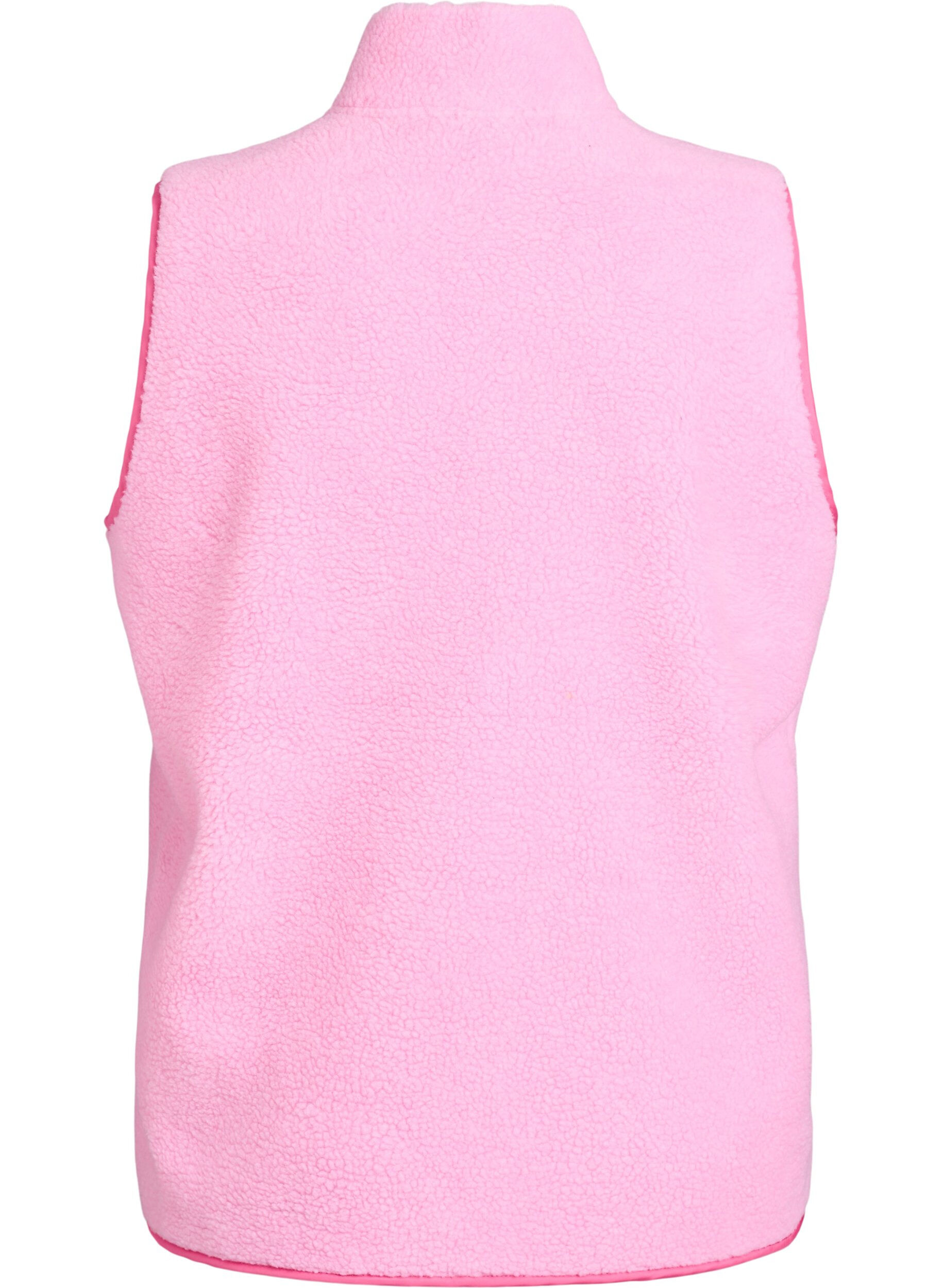 Zizzifashion Teddy fleece vest with zip and contrast detail, Pink, Packshot image number 1