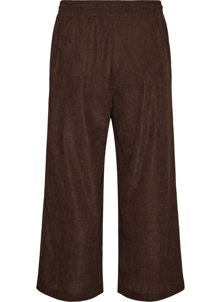 Corduroy trousers with wide legs and a high waist, Brown, Packshot image number 1