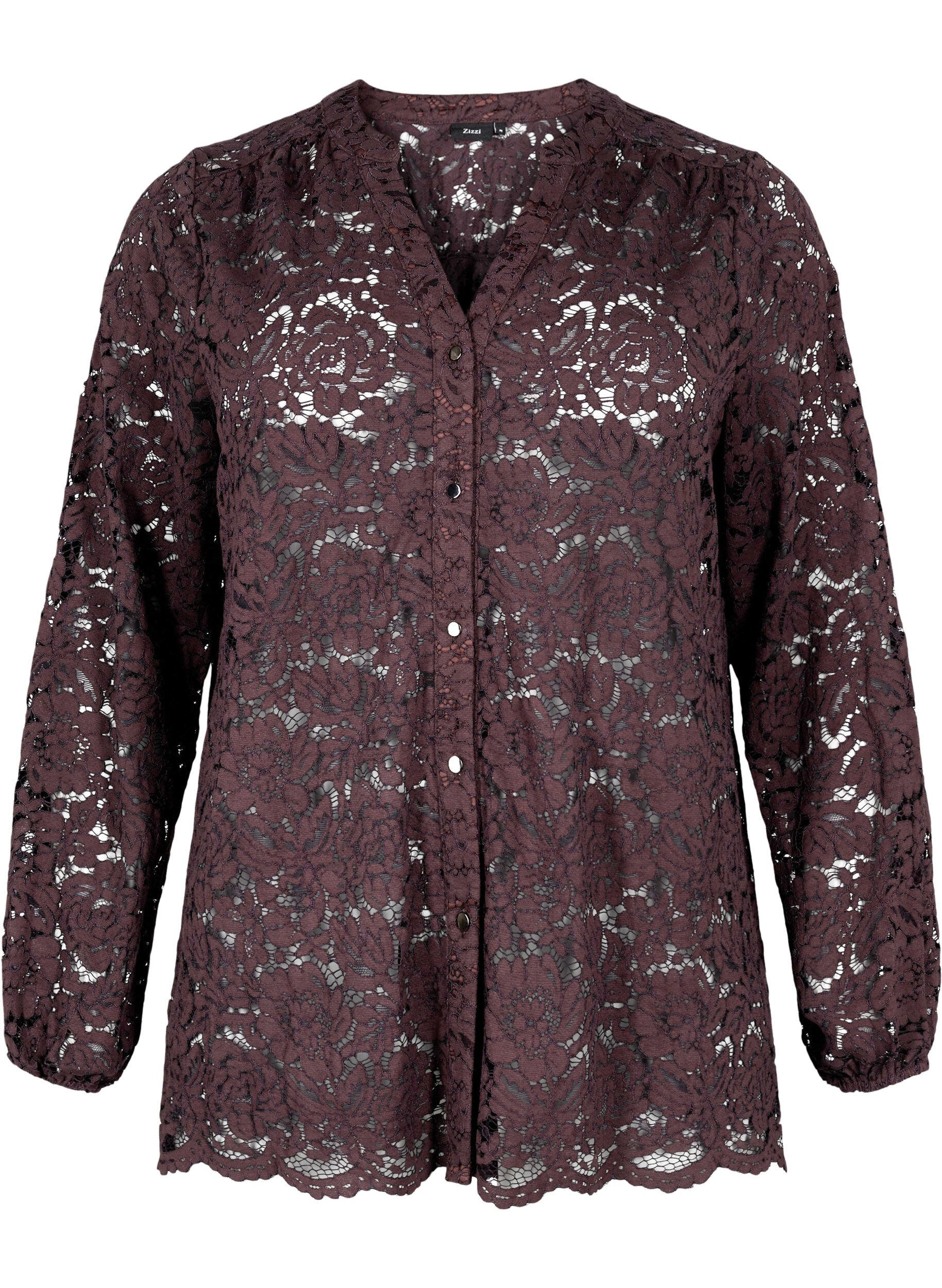 Zizzifashion Lace shirt with A-shape, Fudge, Packshot image number 0
