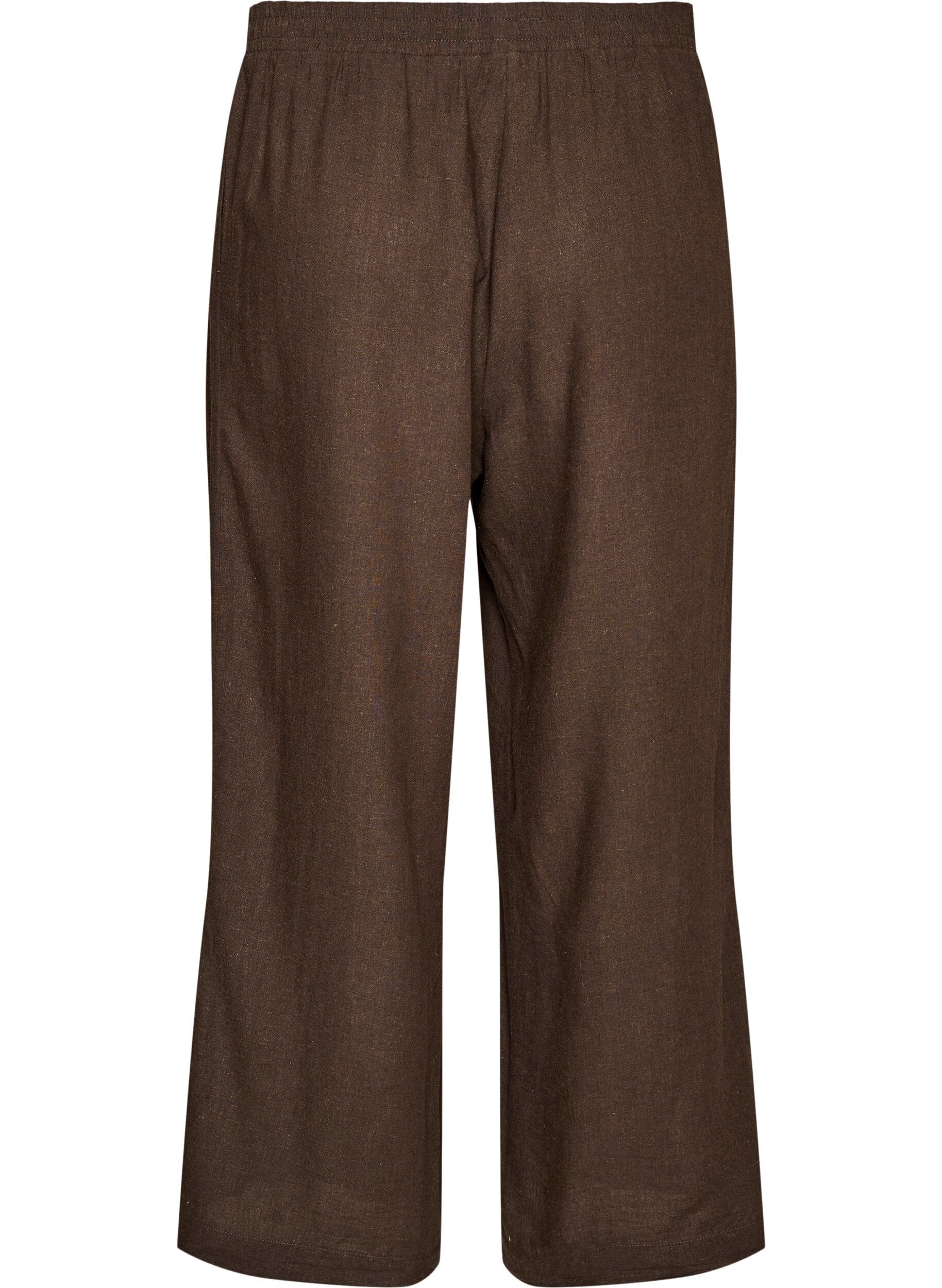 Zizzifashion Wide-leg linen and viscose trousers, Brown, Packshot image number 1