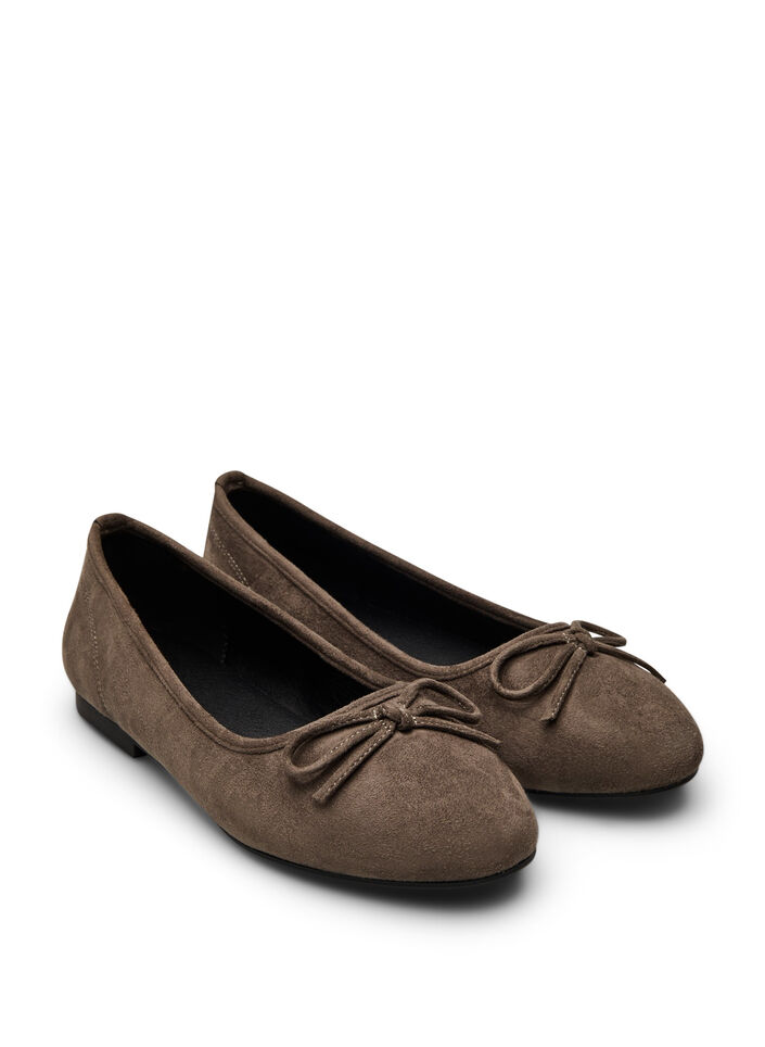 Ballerina in faux suede with bow, Brown, Packshot image number 1