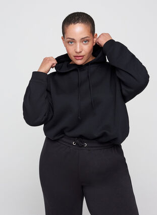 Sweatshirt with hood, Black, Model image number 0