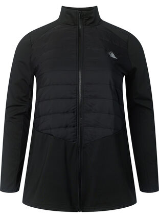 Sports cardigan with quilt and zip, Black, Packshot image number 0