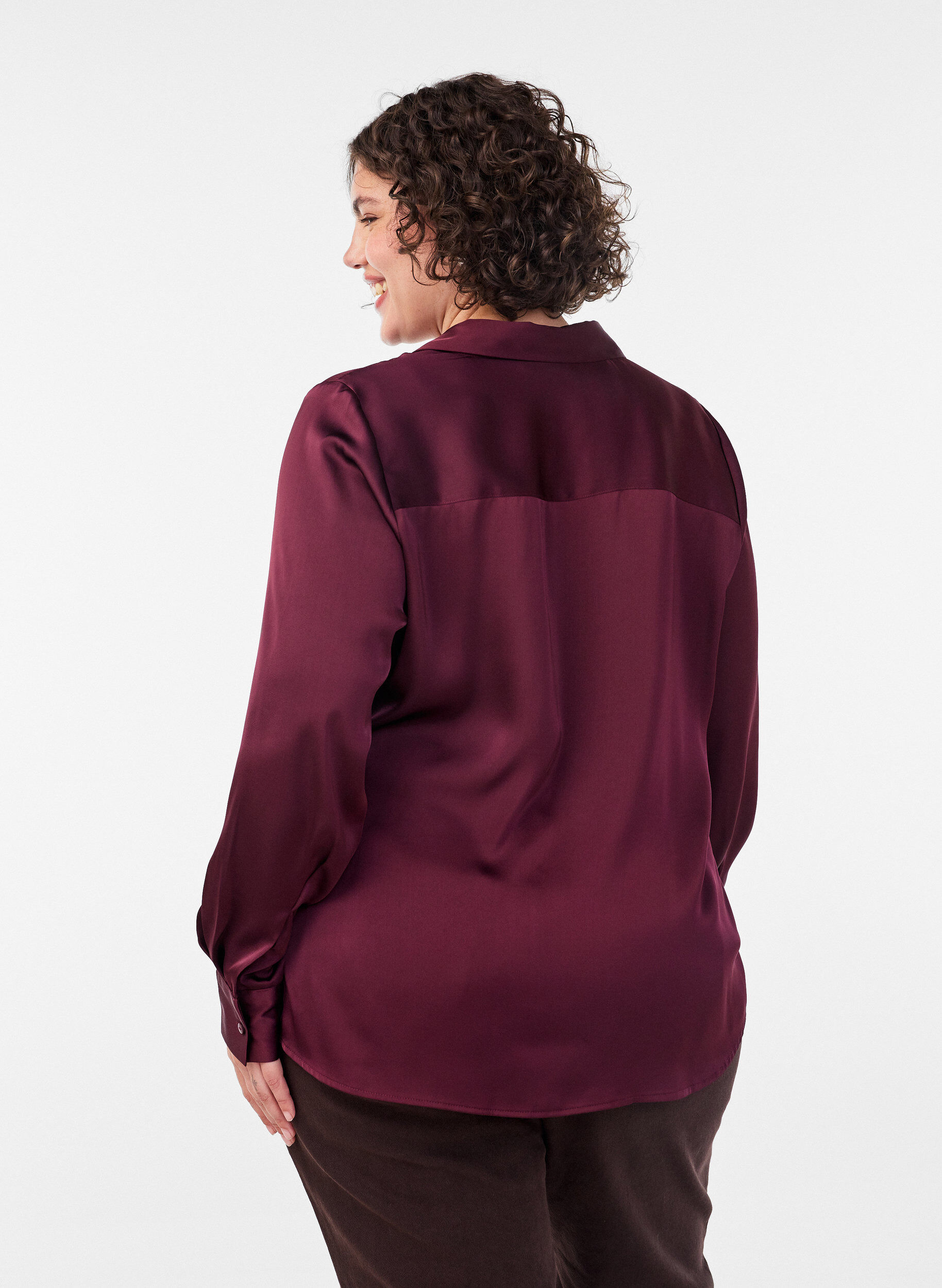 ZizzifashionShirt with a satin look and wrap effect, Red, Model image number 2