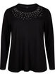 Blouse with pearl embellishment, Black, Packshot image number 0