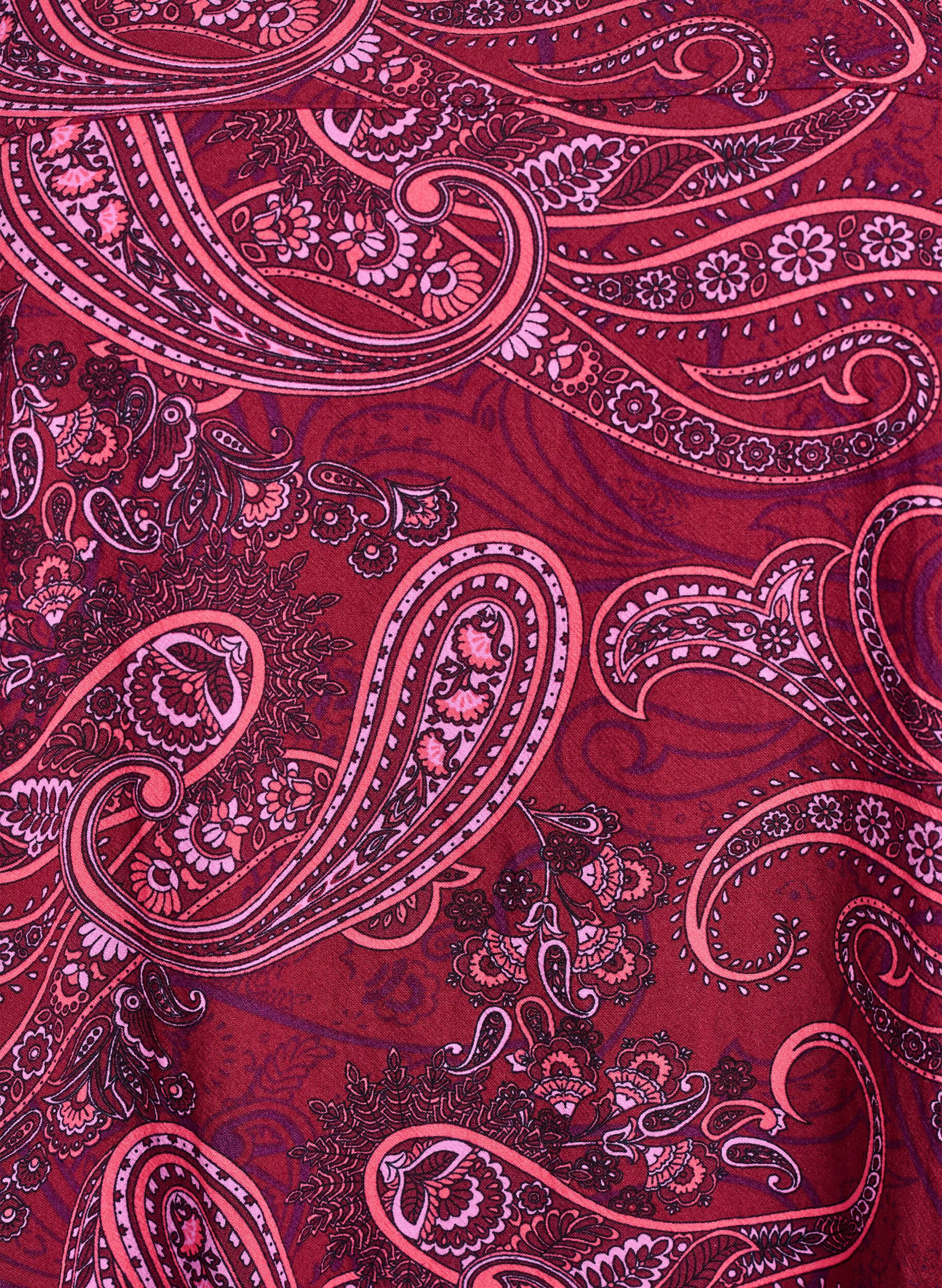 Zizzifashion Short-sleeved cotton dress with print, Red, Packshot image number 2