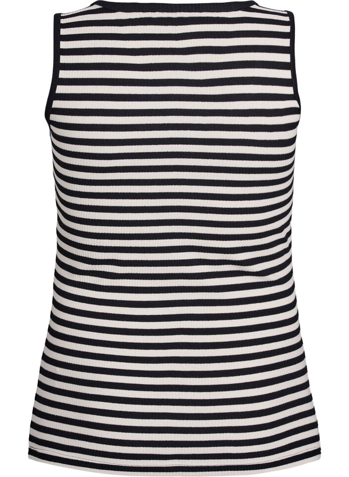 Striped tank top with a rib structure, Black, Packshot image number 1