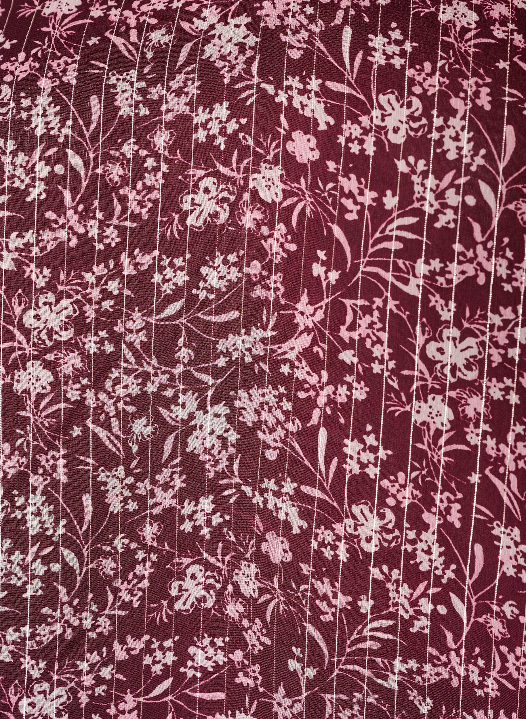 ZizzifashionBlouse with floral print and glitter thread, Red, Packshot image number 2
