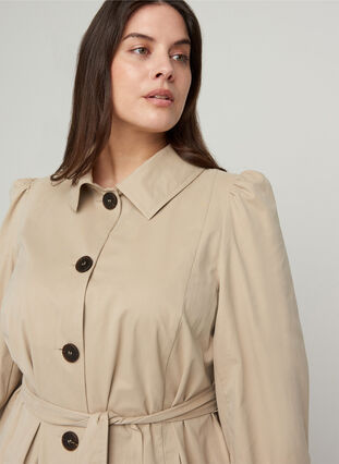 Coat with belt and collar, Feather Gray, Model image number 2