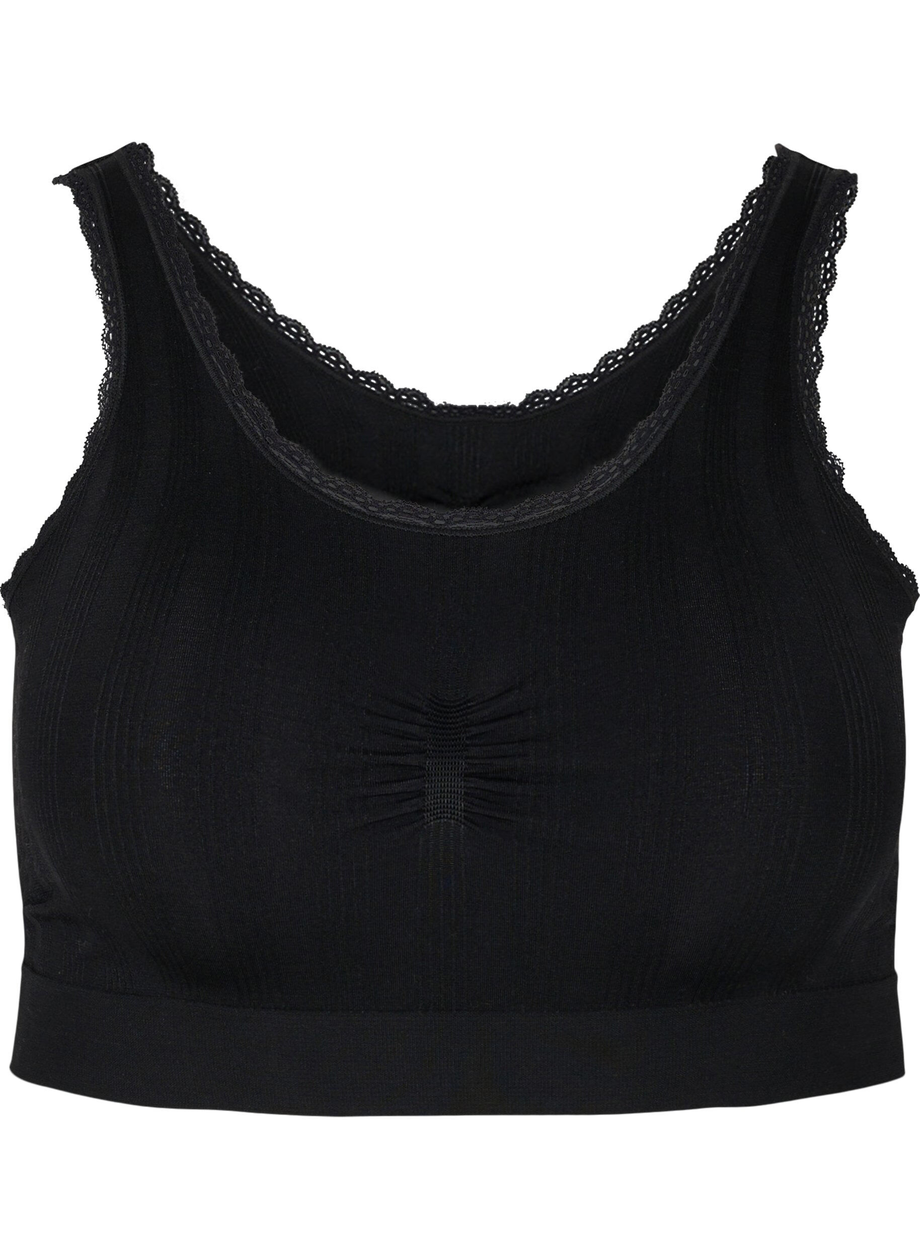 Zizzifashion Soft, lace trim bra, Black, Packshot image number 0