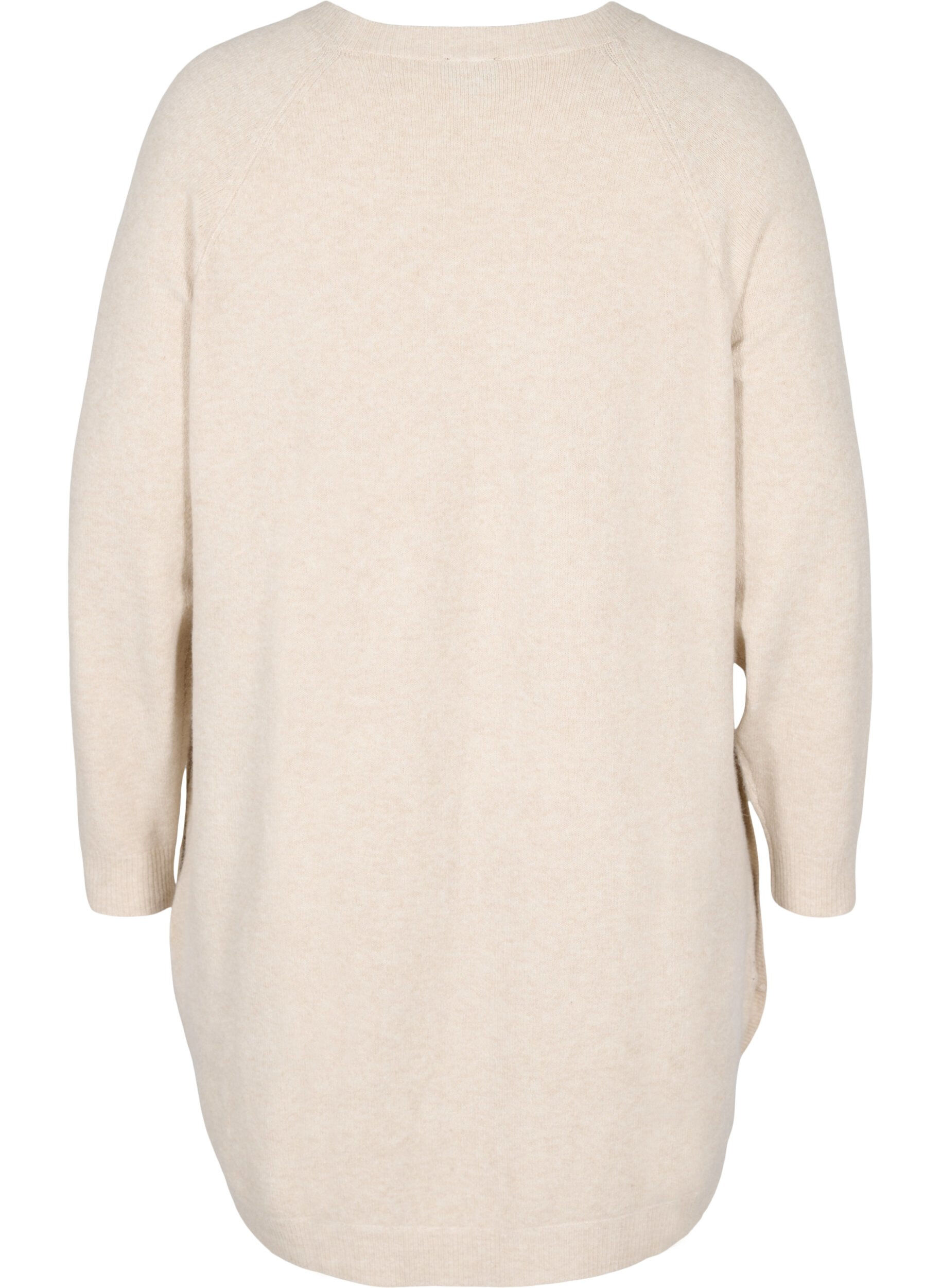 Zizzifashion Melange knit dress with buttons, Pumice Stone Mel., Packshot image number 1