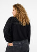 Long-sleeved blouse with an openwork pattern, Black, Model image number 2