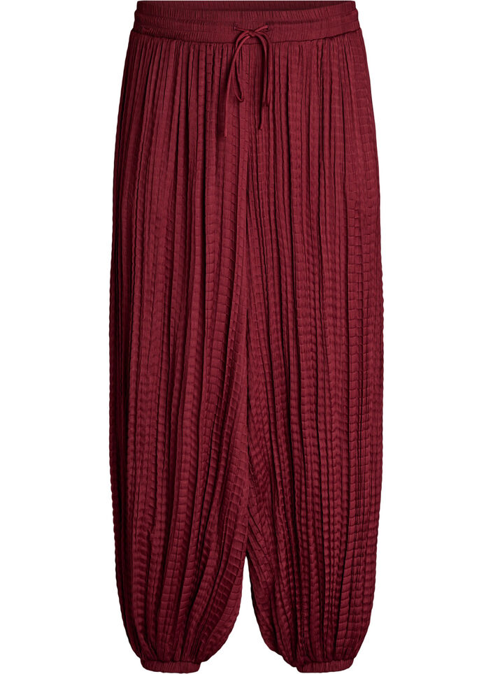 Balloon trousers with texture and an elasticated waist, Red, Packshot image number 0