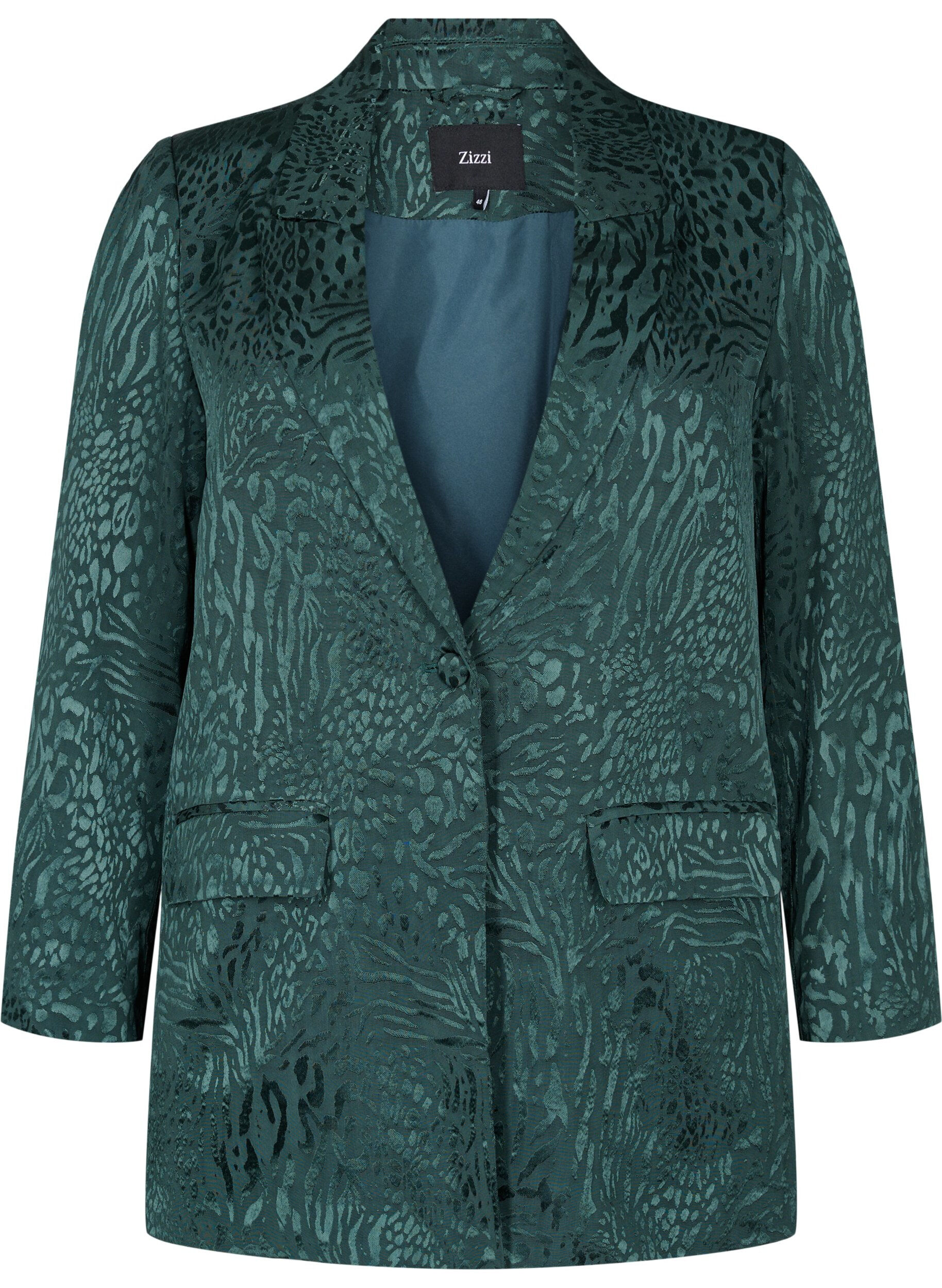Zizzifashion Viscose blazer with tone-on-tone print, Ponderosa Pine, Packshot image number 0