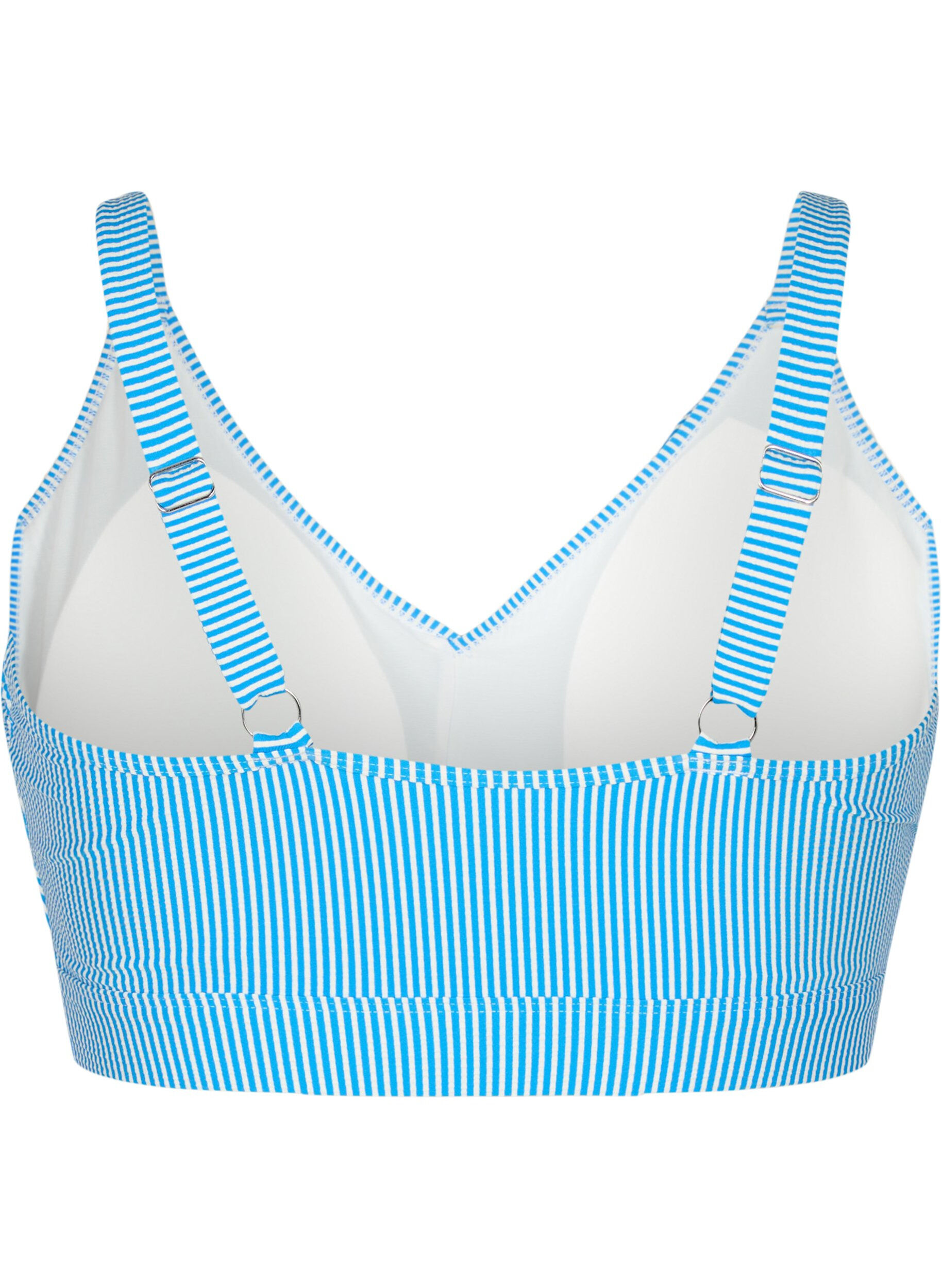 Zizzifashion Striped bikini top with ruffle, BlueWhite Stripe AOP, Packshot image number 1