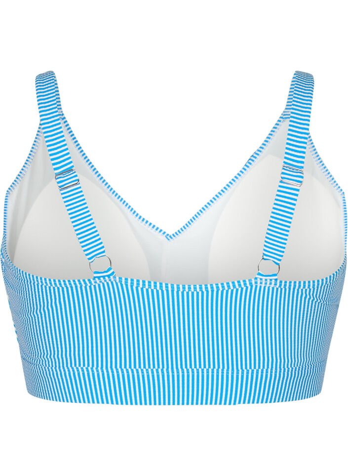 Striped bikini top with ruffle, BlueWhite Stripe AOP, Packshot image number 1