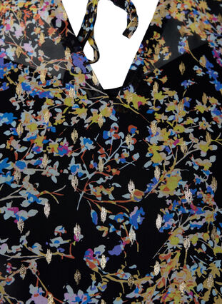 Tunic with floral print and lurex, Black/Vibrant Flower, Packshot image number 2