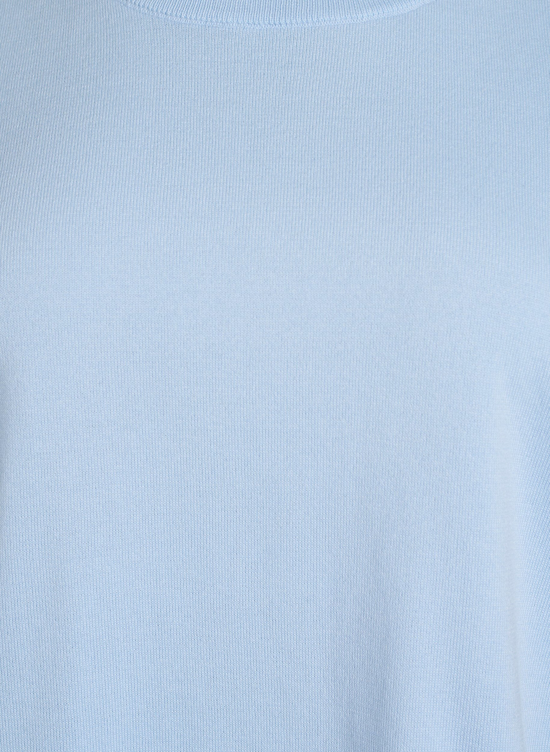 Zizzifashion Fine-knit blouse with short sleeves, Light Blue, Packshot image number 2