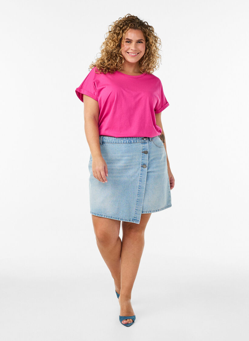 Short-sleeved cotton blend T-shirt, Pink, Model image number 1