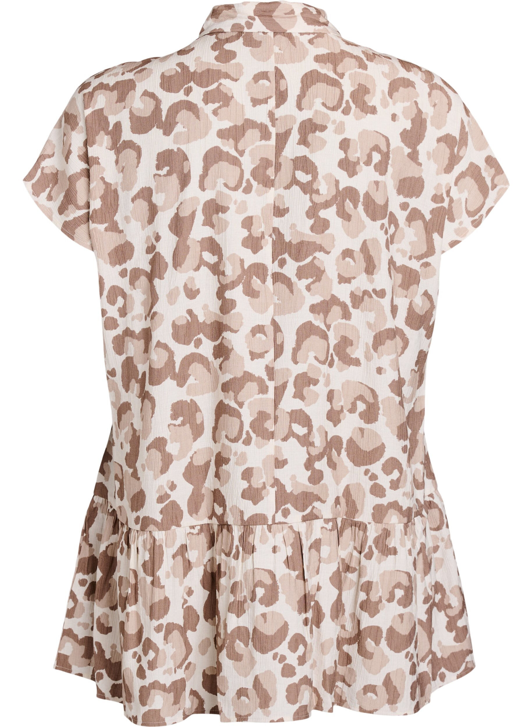Zizzifashion Leopard print tunic with short sleeves, White, Packshot image number 1