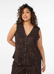 Sleeveless top with a wavy texture and button fastening, Brown, Model image number 0
