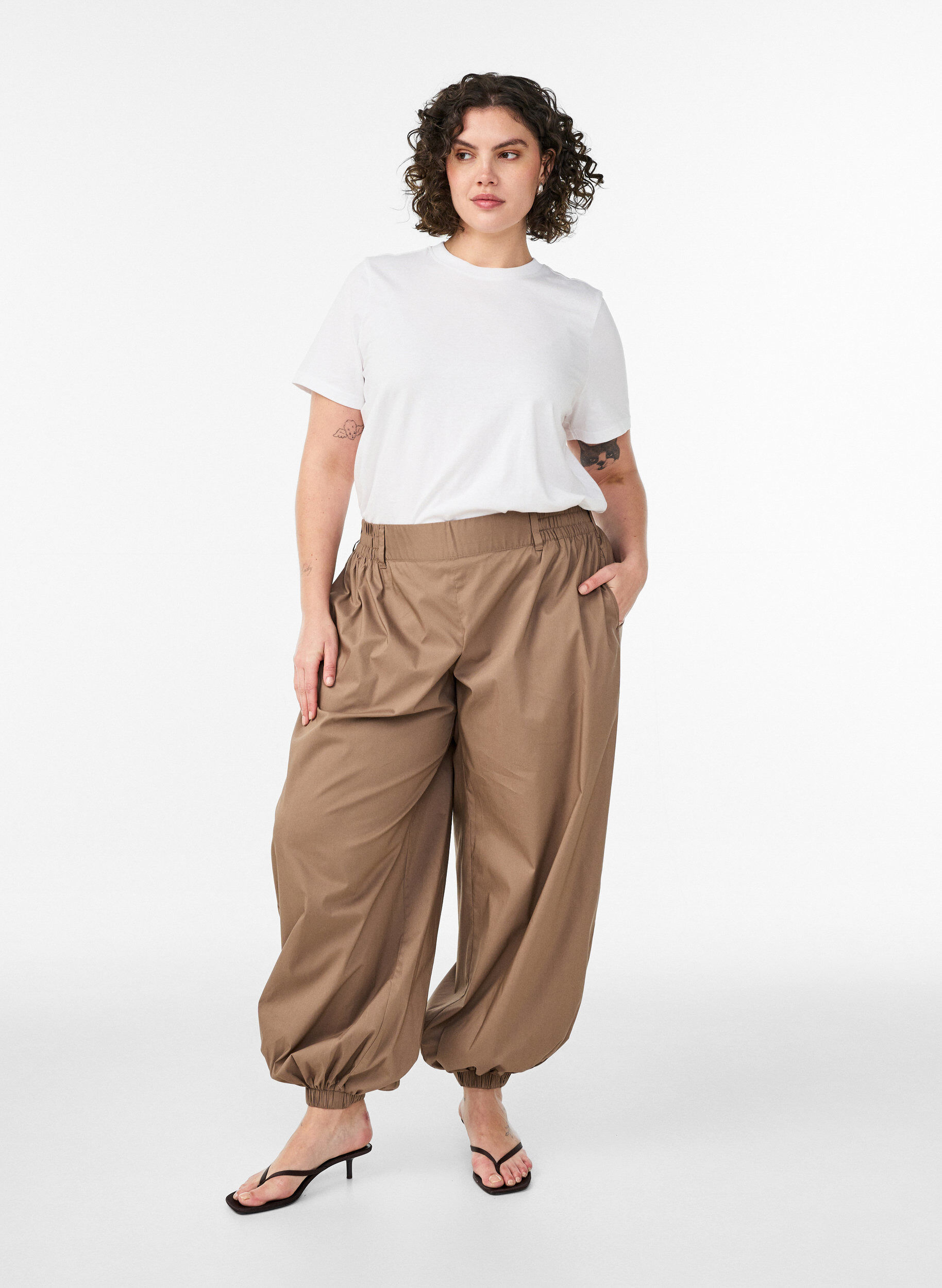 Zizzifashion Cotton T-shirt with print, White, Model image number 1