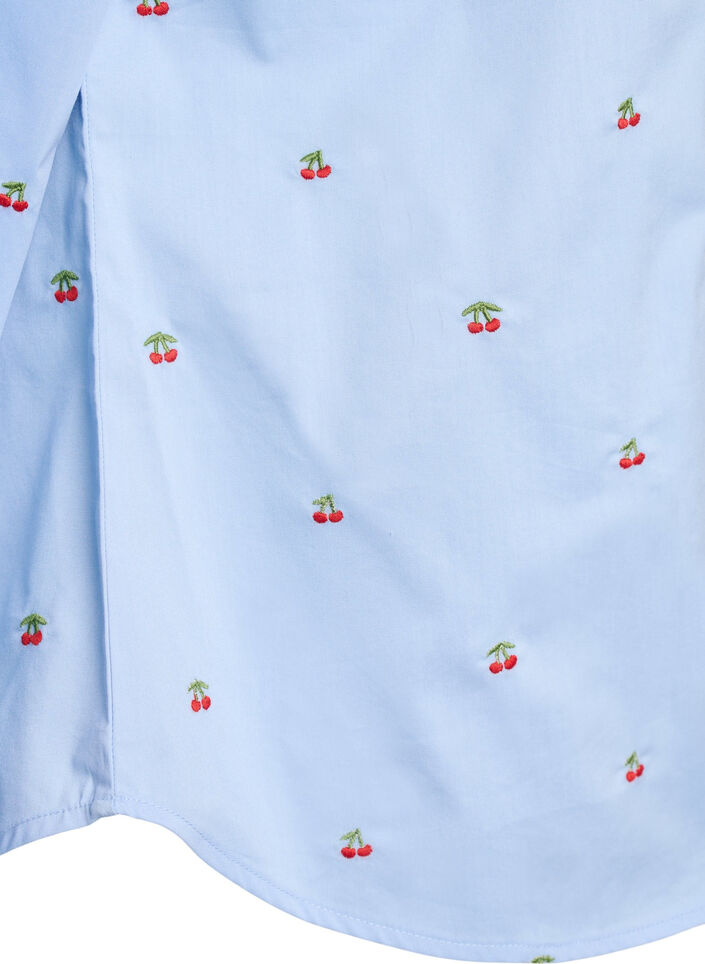 Shirt with embroidered cherries, Light Blue, Packshot image number 3