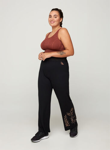 Sports trousers made from a viscose mix, Black, Model image number 1