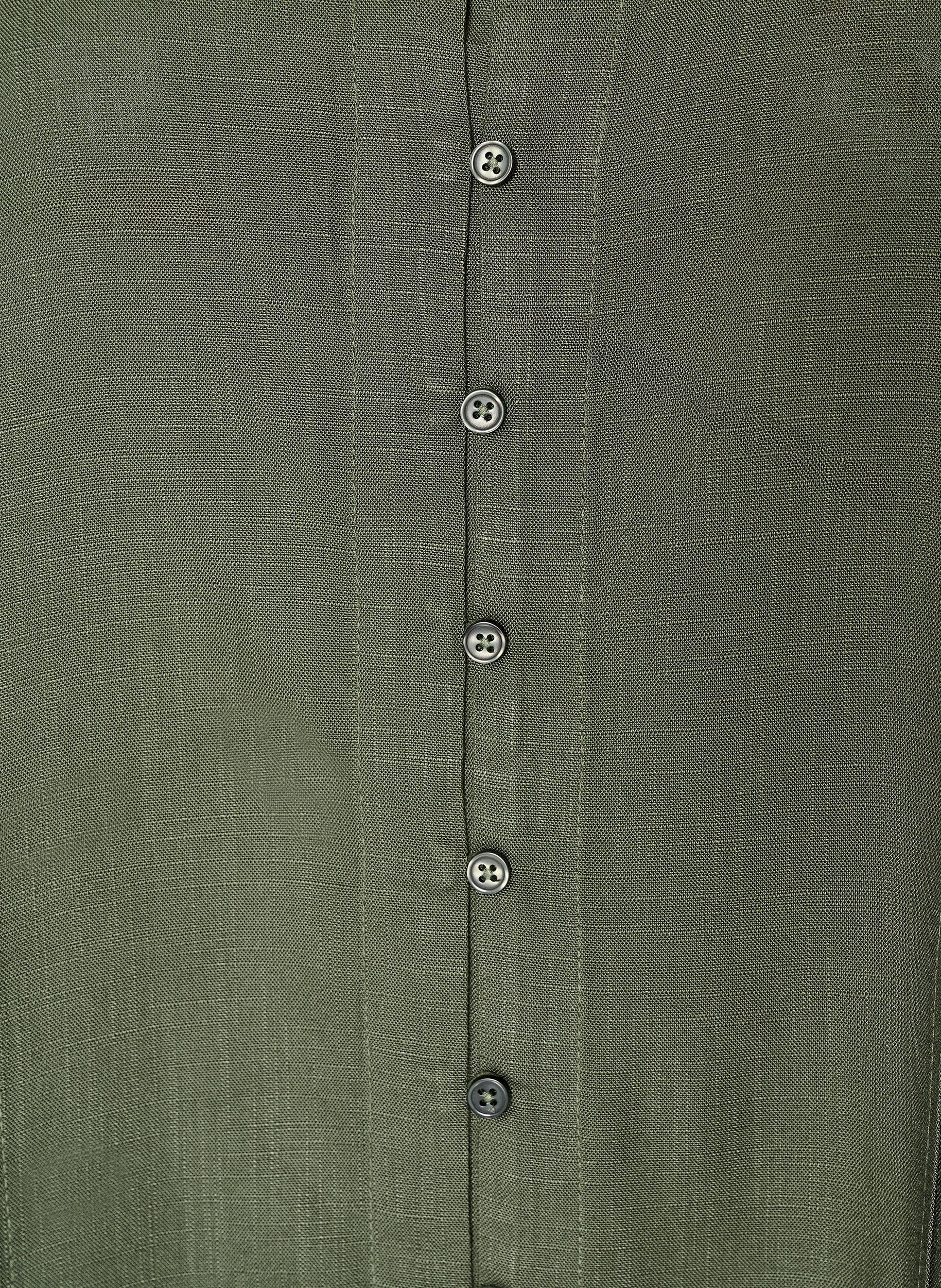 Zizzifashion Viscose tunic with buttons and frill hem, Green, Packshot image number 2