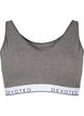 Soft bra top with V-neckline and text print, Medium Grey Melange, Packshot image number 0