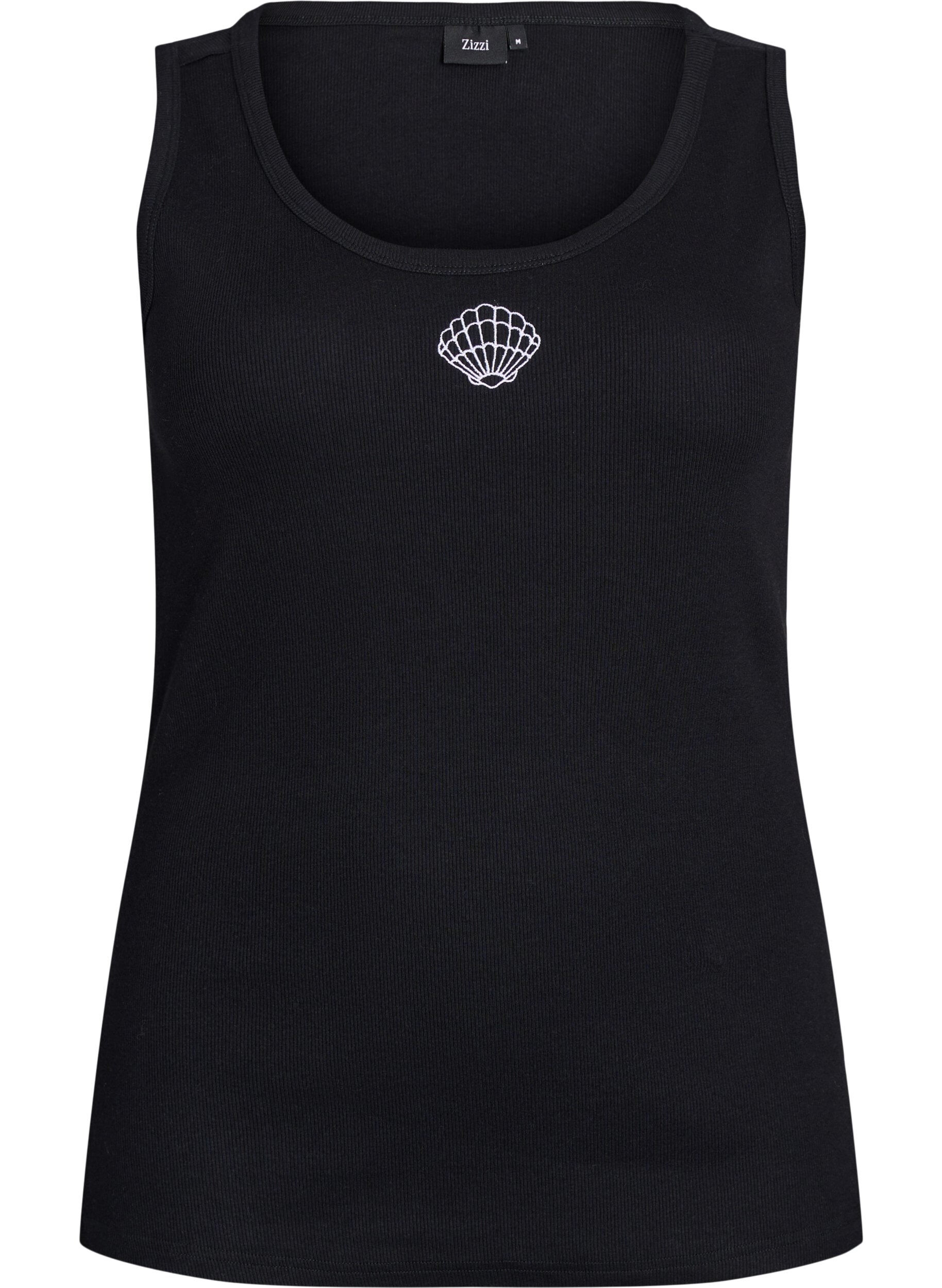 ZizzifashionFitted top with motif, Black, Packshot image number 0
