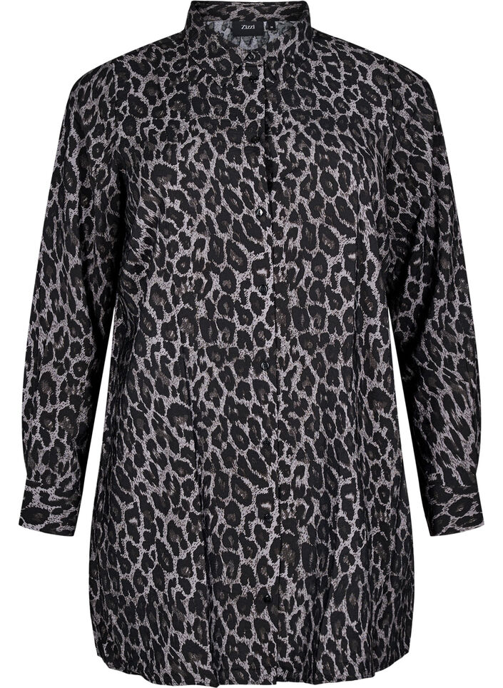 Long leopard print shirt, Dark Grey, Packshot image number 0