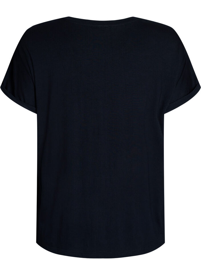 Loose viscose night tee, Black, Packshot image number 1