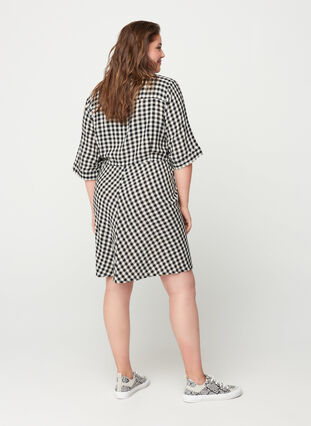 Checked viscose tunic, Check, Model image number 1