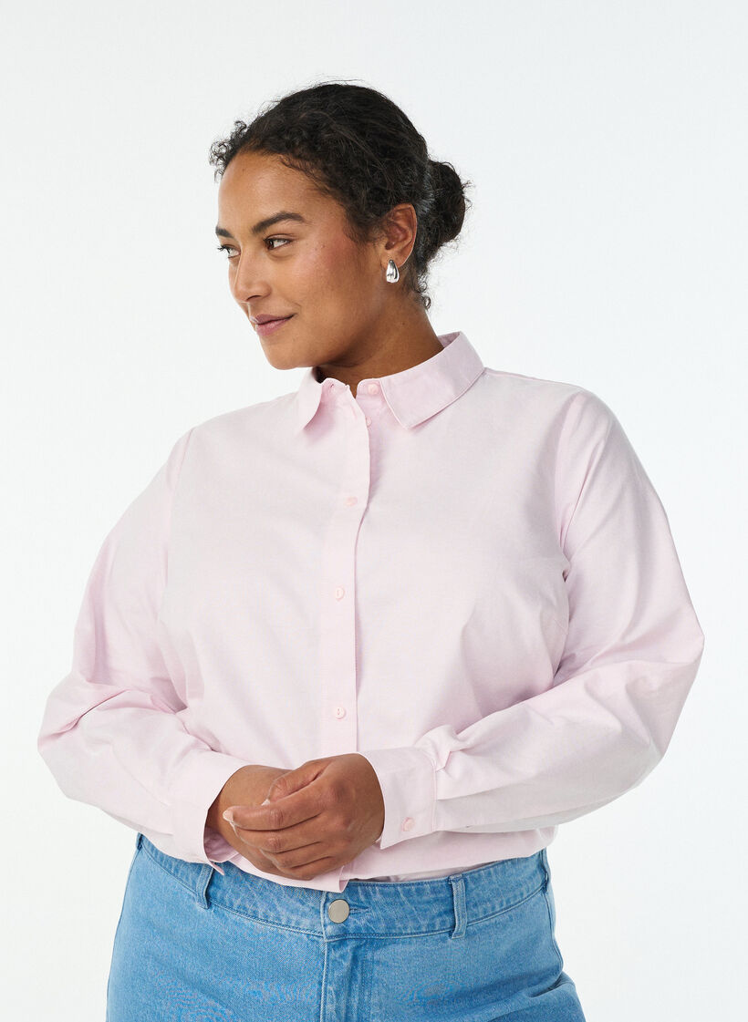Long-sleeved cotton shirt, Pink, Model image number 0