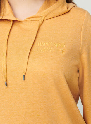 Hooded sweatshirt with print, Spruce Yellow Mel., Model image number 2