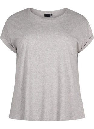Short sleeved cotton blend t-shirt, Heather Grey Mél, Packshot image number 0