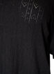 Short-sleeved knit blouse with a pointelle pattern, Black, Packshot image number 2