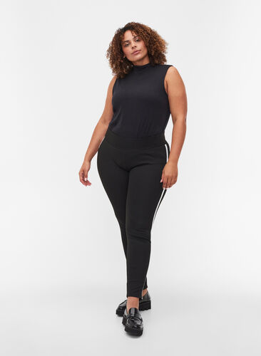 Leggings with piping, Black w. White, Model image number 0