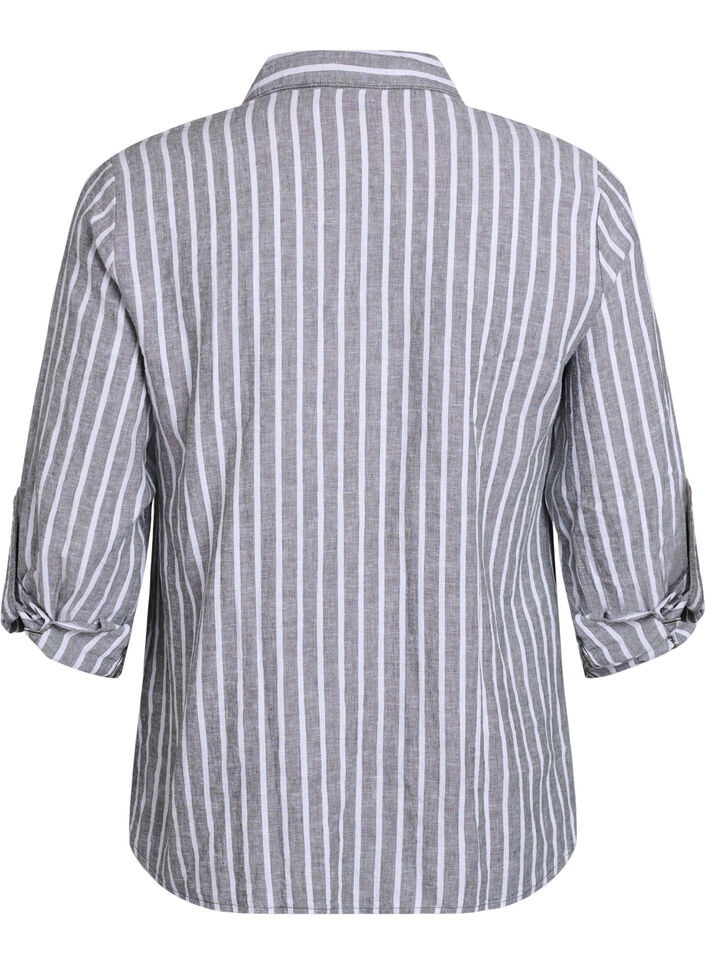 Shirt in linen and viscose with 3/4 sleeves, Green, Packshot image number 1