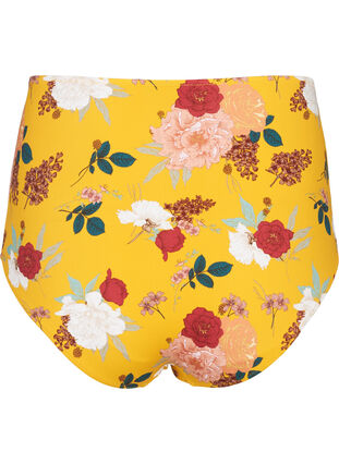 High-waisted bikini bottoms with floral print, Yellow Flower Print, Packshot image number 1