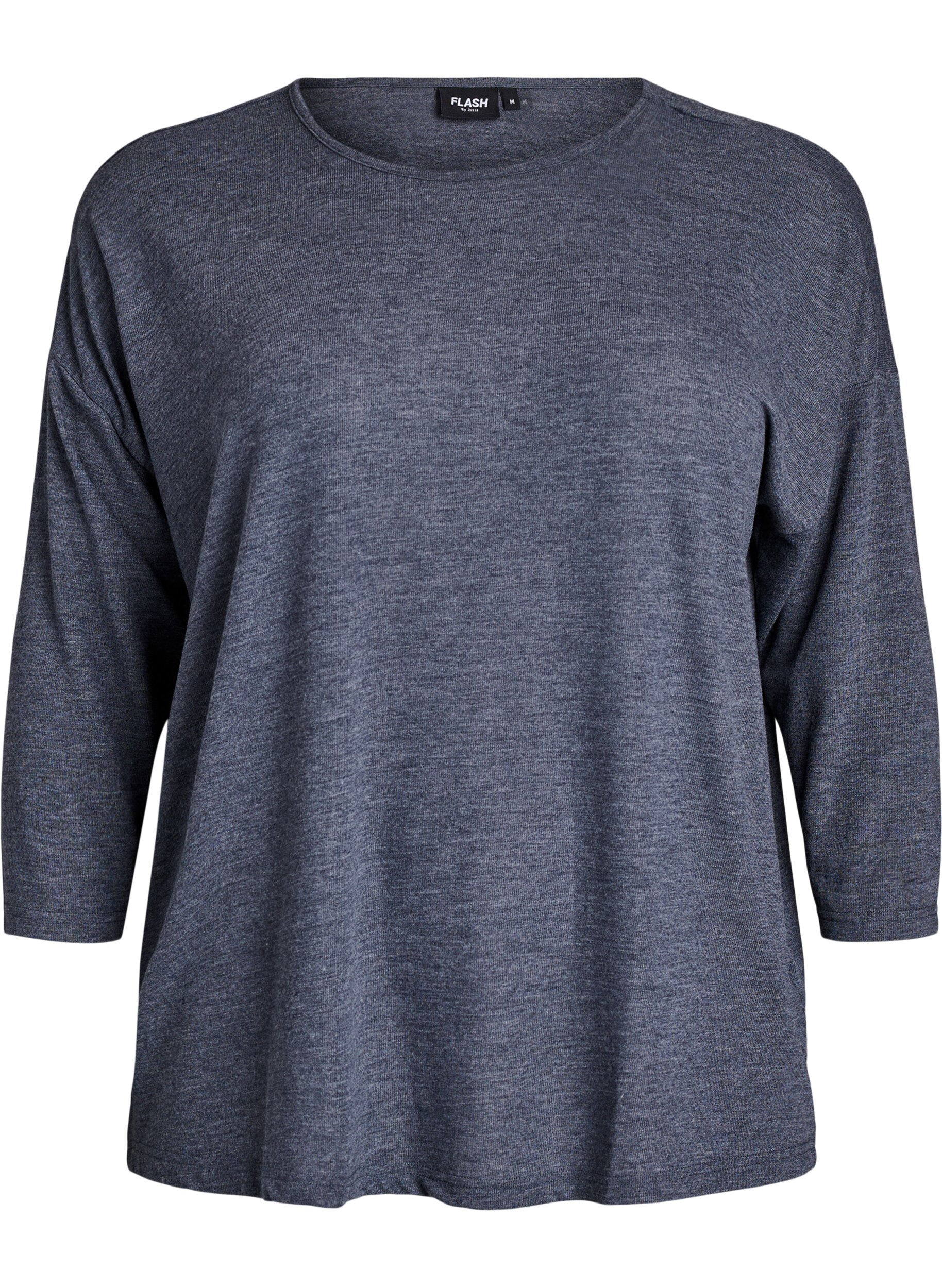 ZizzifashionJersey blouse with 3/4 sleeves, Dark Grey, Packshot image number 0